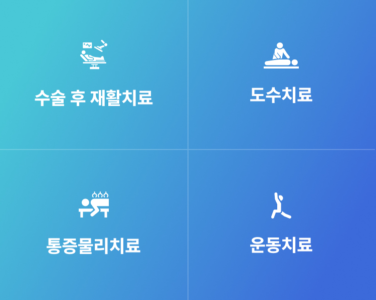 수술 후 재활치료, 도수치료, 통증물리치료, 운동치료