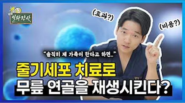 줄기세포 치료로 무릎 연골을 재생시킨다? 정형외과 의사가 말하는 줄기세포의 진실 #줄기세포 #줄기세포치료 #줄기세포주사 #무릎관절염 #무릎통증
